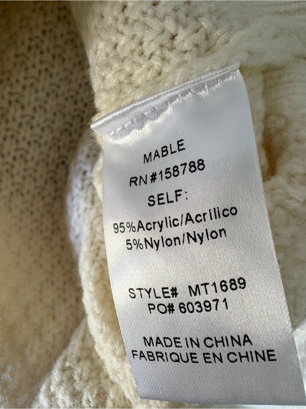 Mable Cropped Cream Ruffle Knit Sweater Top Size Small NWT Bohemian Preppy - Picture 3 of 7